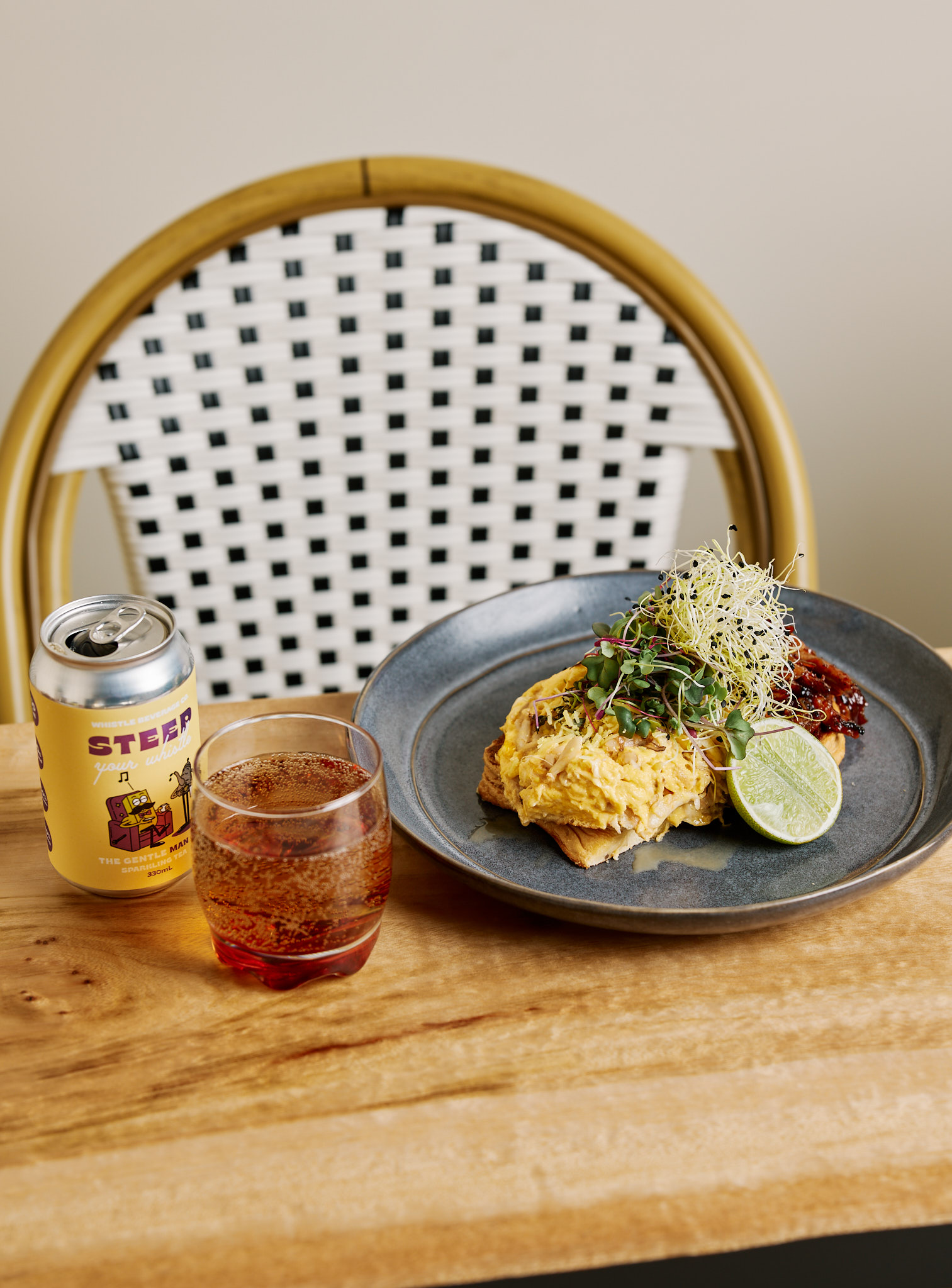 Loaded hashbrown with scrambled eggs