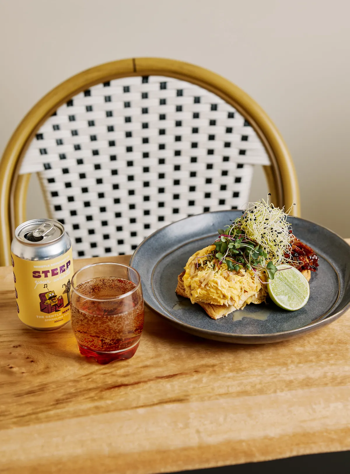 Loaded hashbrown with scrambled eggs